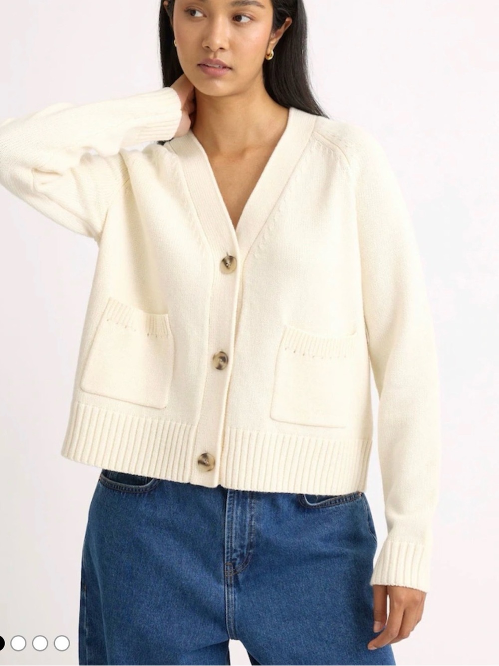 Classic Cream V‑Neck Button Cardigan